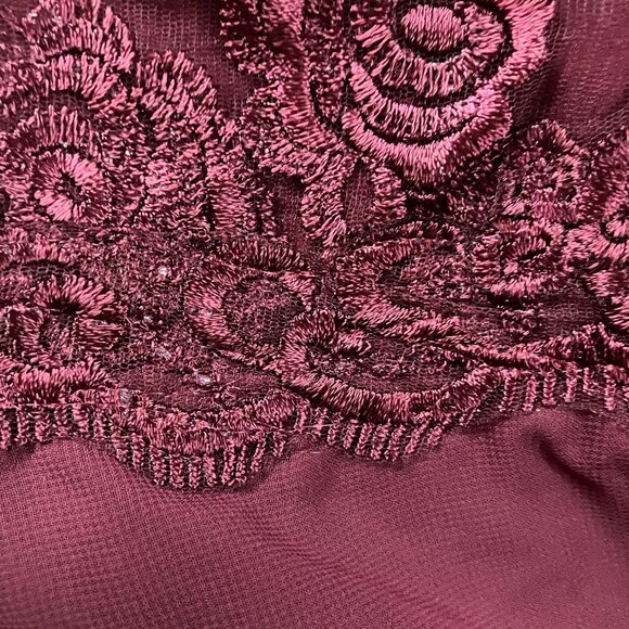 FAB FLOWY MOTHER OF THE BRIDE CHIFFON SKIRT CORSET LACED BACK DRESS GOWN MERLOT - Picture 8 of 11